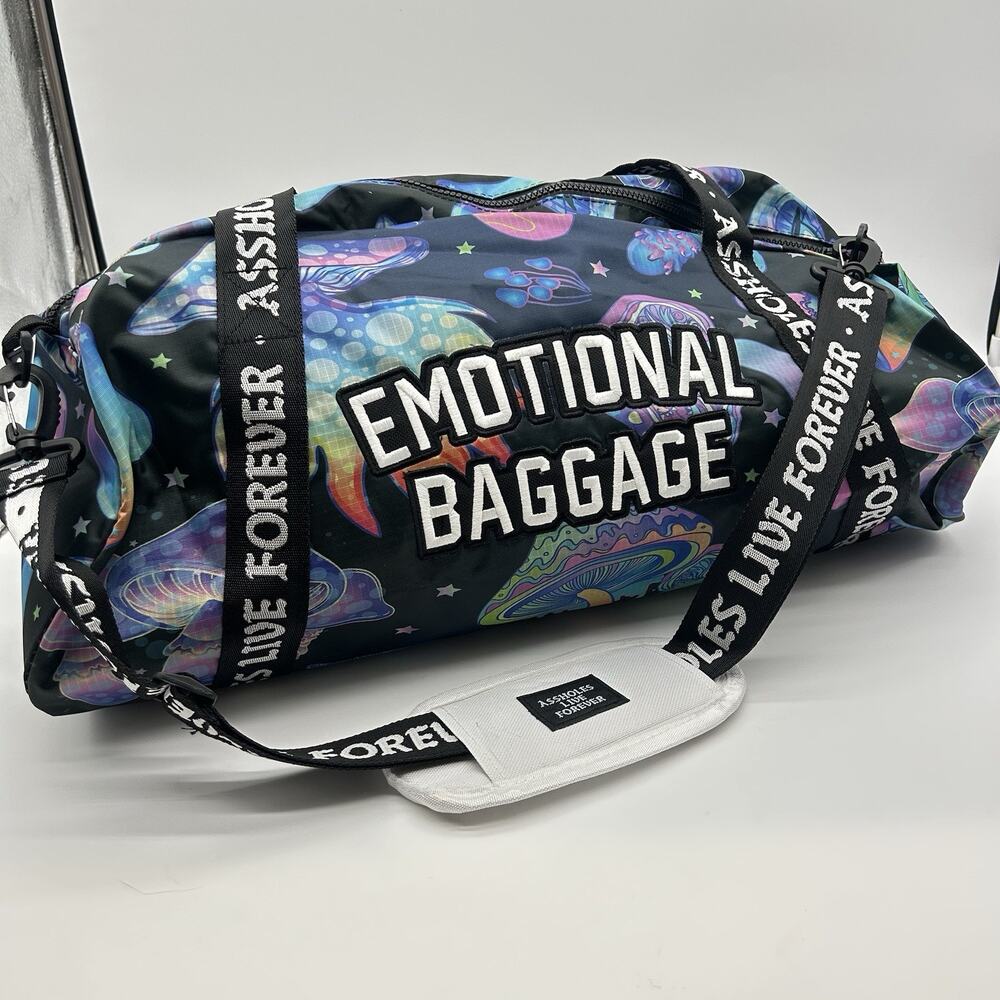 A**holes Live Forever Emotional Baggage Duffel Bag Mushroom Festival